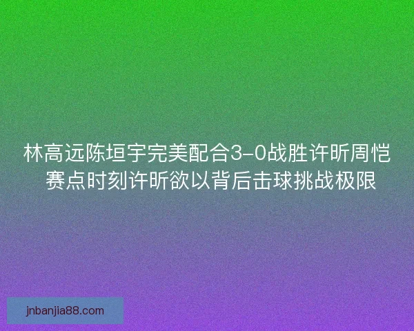 林高远陈垣宇完美配合3-0战胜许昕周恺 赛点时刻许昕欲以背后击球挑战极限